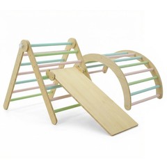 Wooden Toddler Climbing Arch Ramp Ladder Set, Indoor Playground Toy