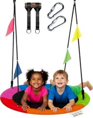 40″ Saucer Swing for Kids Outdoor – Gifts for Indoor Playroom & Birthday – Tr…