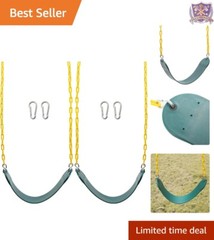 2PCS Heavy-Duty Green Swing Seats with 66″ Chains – Replacement Set for Kids