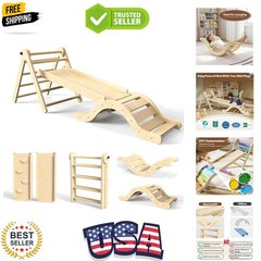 Pikler Triangle Set 7in1 Toddler Climbing Toys Indoor Foldable Baby Climbing …