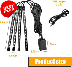 Car LED Interior Lights RGB 48 LED App Control Sound Active USB Kit – US