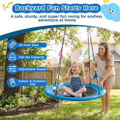 40 Inch round Tree Swing for Kids & Adults, Waterproof Heavy Duty Flying Seat wi