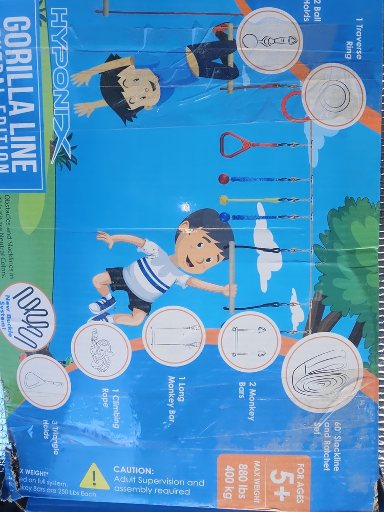 Hyponix Gorilla Line Obstacle Course for Kids 5+ Accessories 800lb Limit NIB