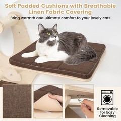 Wall-Mounted Cat Tower w/ Perch Hammock Sisal Scratching Posts & Mat Cushions