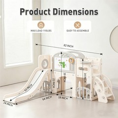 11-in-1 Toddler Playset w/ Slide, Climber, Basketball Hoop & Tunnel – Ages 1-3
