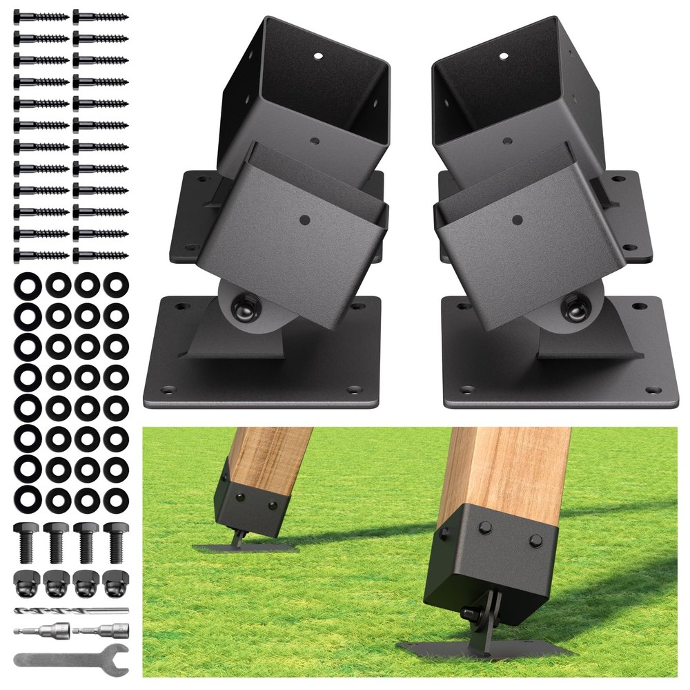 Swing Set Anchor Kit – 4-Pack Stainless Steel Bracket for 4″x4″ Legs