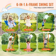 Uimoso Swing Sets for Backyard 6 in 1 Swing Set 440lbs Capacity Metal Swingset