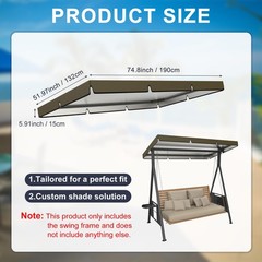 1-Pack Swing Canopy, 6.1×4.2×0.5 Inch 600D Thicken Oxford Patio Swings with C…
