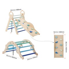 Uimoso 9-in-1 Toddler Climbing Set with Wooden Cars – Blue