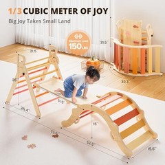 Pikler Triangle Set, Toddler Wooden Climbing Toys Essential Farm Charm Autumn