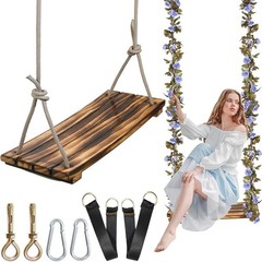 Upgraded Large Wooden Swing Seat, 24″x 8″, Hanging Tree Swing, 500lbs Load