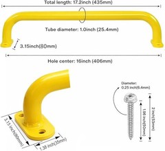 PURIFE 17.2 -Inch Yellow Metal Safety Grab Handle Heavy-Duty Playground w Screws