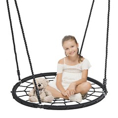 Spider Web Saucer Swing 40 inch for Tree Kids with Steel Frame and Hanging Rope
