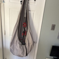 Gray and Red Hanging Pod Swing Chair with Mounting Hardware