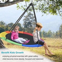43 inch Saucer Tree Swing for Kids,Durable Textilene Round Swing Heavy Blue