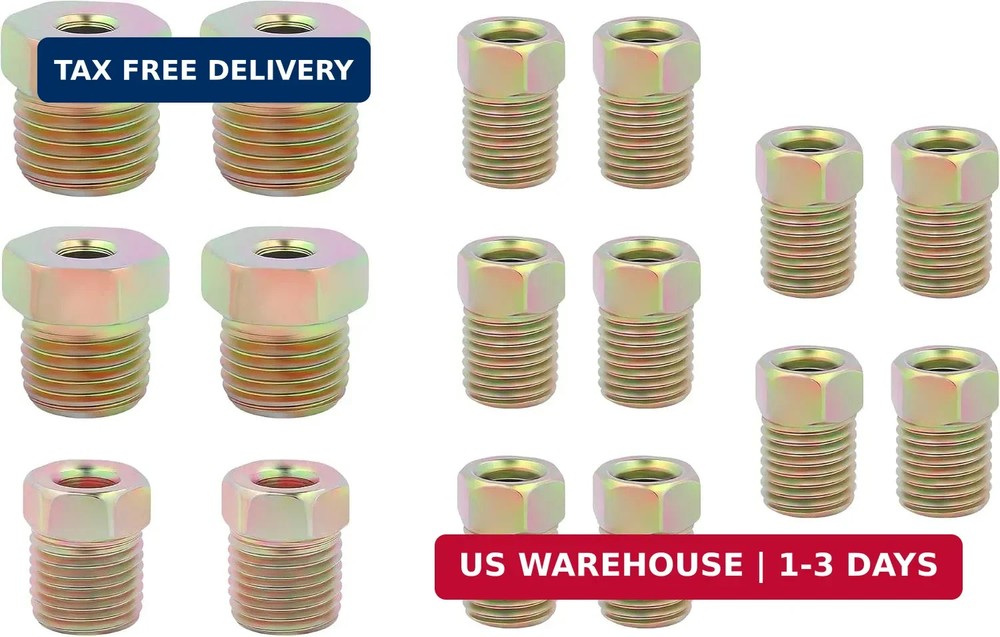 16PCS 3/16 Brake Line Fittings,Thread Brake Line Repair Kit Metric Invert Flare