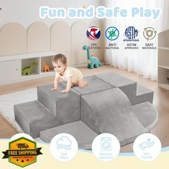 JWPEHOE 7pc Toddler Foam Climbing Blocks Gray