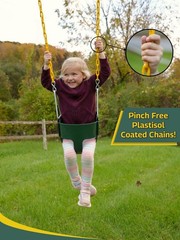 Heavy-Duty High Back Toddler Swing Seat with Coated Chains | Fully Assembled Gre