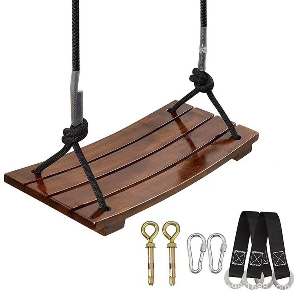Solid Wood Swing One Seat Simple Swing Outdoor Rope Swing for Kids Adults Yard