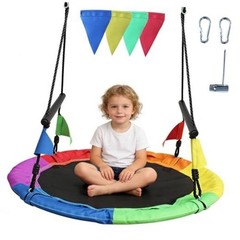 40 Inch Saucer Tree Swing for Kids Adults – 900Lb Weight Capacity, Rainbowcolor