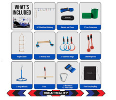 Dreamreality 50′ Slackline Ninja Course – Ninja Warrior Training Course for Kids
