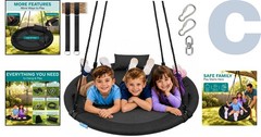Heavy Duty 40-Inch Tree Swing – 900lb Capacity with Adjustable Ropes & Spinner