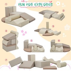 7-Piece Kids Indoor Climbing Foam Toys,Soft PU Toddler Crawl Activity Play Set