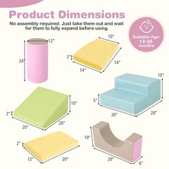 10 Pieces Foam Climbing Blocks Set w/PU Leather Surface for Climbing & Sliding