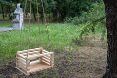 Handcrafted Wooden Kids Swing – Eco-Pine Wood, Hemp Rope, | UV & Rain Resistant