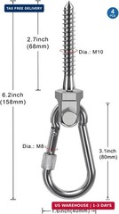 BeneLabel 4 Packs M10 Stainless Steel Swing Hangers 1500LB Capacity Swing Bolts