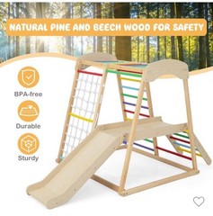 Costway 6-in-1 Indoor Jungle Gym Wooden Playground Climber Playset Kids 1+ Year