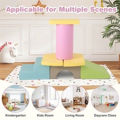 10 Pieces Foam Climbing Blocks Set w/PU Leather Surface for Climbing & Sliding