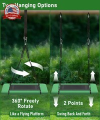 60″ Retangular Tree Swing for Kids & Adults, Adjustable Platform Swing with Hang