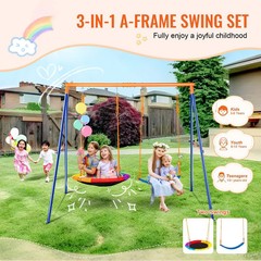 Swing for Backyard, 440lbs Load Capacity Swing Set, 1 Saucer Swing Seat
