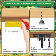 Heavy Duty Black Swing Hangers, 2400LB Capacity One-Piece Cast Iron Porch Swi…