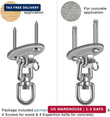 SELEWARE Ceiling Swing Mount Stainless Steel Swing Hangers Free Swivel Swing Hoo