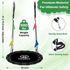 Saucer Swing, 40 Inch Swing Sets for Backyard and Outdoor Playground, 900lbs …