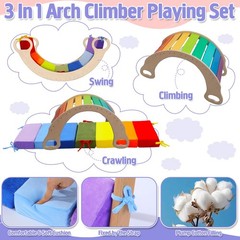 Rainbow Climbing Arch Cushion Set for Toddlers – Detachable Play Mat & Rocker Pi
