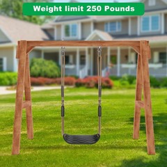 Non-Slip U-Shape Swing for Kids & Adults, HD Plastic w/Adj Ropes, Outdoor Black