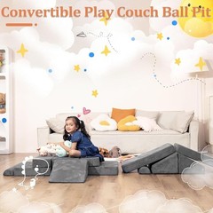 9 Piece Kids Play Couch Modular Soft Foam Sofa Climbing Ball Pit Slide Set New