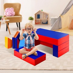 8 Pieces 4-in-1 Crawl Climb Foam Shapes Toddler Kids Playset Indoor Active Toy