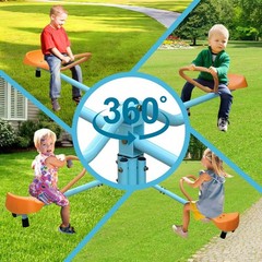 New Kids Rotating Seesaw 4 Seat Outdoor Teeter Totter Backyard Playground Toy