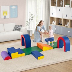 10-Piece Foam Climbing Blocks Soft PU Leather Play Gym for Crawling and Sliding