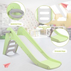 Toddler Slide Playset Kids Slide Climber Indoor Playground W/ Basketball Hoop