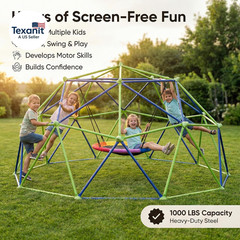 10FT Climbing Dome with Saucer Swing, Outdoor Dome Climber Supports 1000LBS, Rus