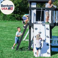 Backyard Discovery Canyon Creek White Cedar Wood Swing Set with Wave Slide, Club