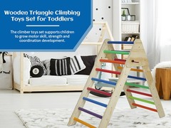 Wooden Foldable Climbing Triangle Ladder Montessori Play Gym Kids 1-7 Y.O.