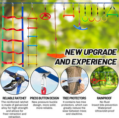 Ninja Warrior Obstacle Course Set for Kids – 52ft Slackline & More!