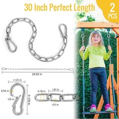 2 Pack Heavy Duty 30″ Extension Chains with Carabiners, 440LB Adjustable Metal f