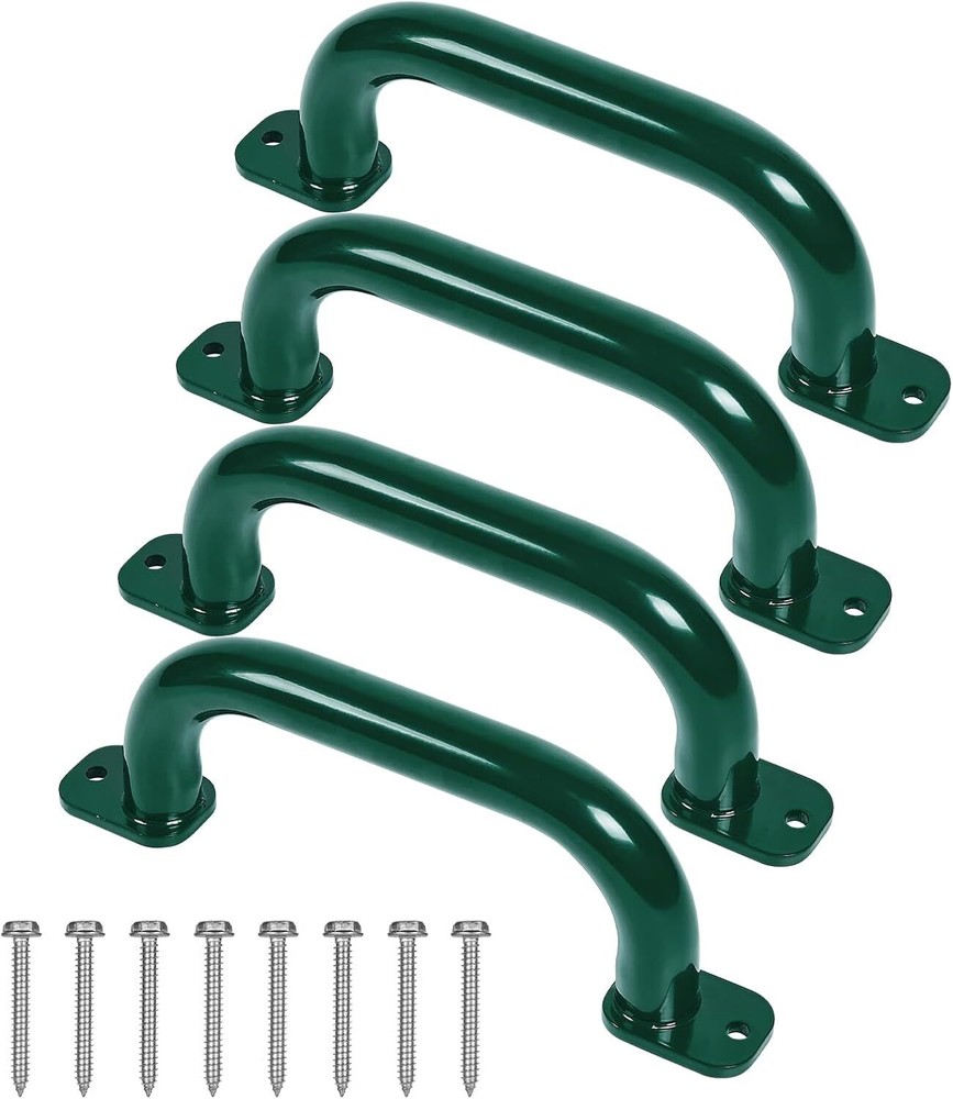 10 Inch 4 Pieces Outdoor Playground Accessories Handles Metal Green –